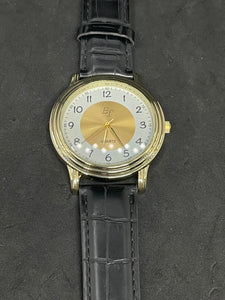 ET GOLD SUNBURST DESIGN BIG-SIZE CLASSIC PRECISE QUARTZ MEN'S WATCH - NEW. (SKU-599)