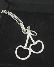 Load image into Gallery viewer, Vintage Sterling Silver 835 Chain with Small Cherry Silver Pendant. Germany Jewelry