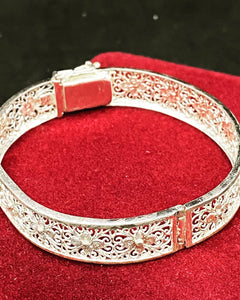 Antique 835 Silver Bracelet, Handcrafted Silver Filigree 1920s Edwardian Style European Jewelry, Unique Gift Idea, Hallmarked Silver