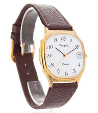 Load image into Gallery viewer, REGENT FORMATIC GENTLEMAN GOLD DATE WATCH + UNWORN LEATHER STRAP SERVICE NEW. (SKU-596)