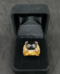 Vintage Sleek Orange Jade Germany Sterling Silver 925 Fat Ring - Size 6.5 US