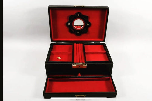 Leather Jewelry Box, Black Jewellery Box, Personalised Jewellery Case, Genuine Leather Jewellery Box - Beloved