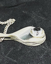 Load image into Gallery viewer, Vintage Sterling Silver 915 Chain with Small Silver Pendant With Crystal..