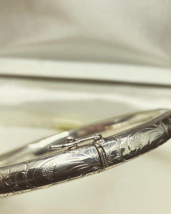 A*D Germany Mid-Century Solid Silver 835 Silver Open Close Bangle Bracelet.