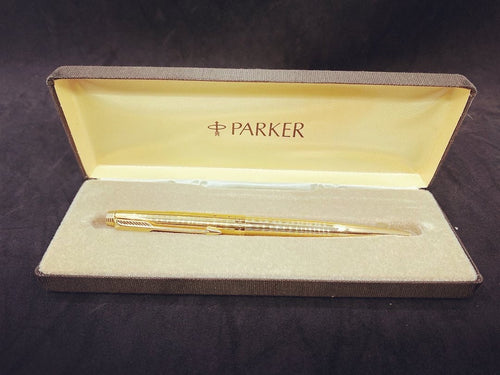 Parker Ballpoint Pen Gold Plated With Engraving “René” in Original case.