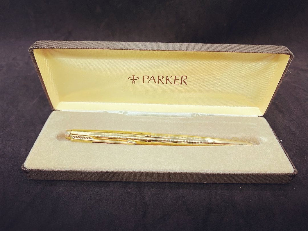 Parker Ballpoint Pen Gold Plated With Engraving “René” in Original case.