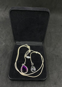 Vintage Silvertone Chain with Dual stones. Germany.