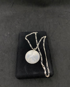 historical souvenir Coin Pendant 925 German Sterling Silver Necklace. 39 Grams.