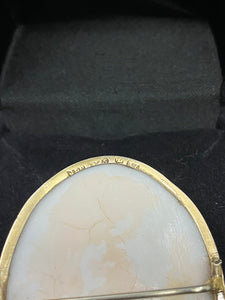 Silver Shell Cameo Woman Brooch 1950s.