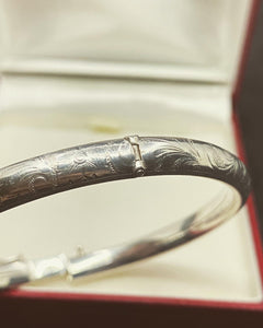 A*D Germany Mid-Century Solid Silver 835 Silver Open Close Bangle Bracelet.