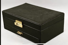 Load image into Gallery viewer, Leather Jewelry Box, Black Jewellery Box, Personalised Jewellery Case, Genuine Leather Jewellery Box - Beloved