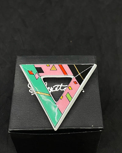 Stylish Rosenthal Porcelain Brooch- Modernist Design Barbara Brenner Sign.