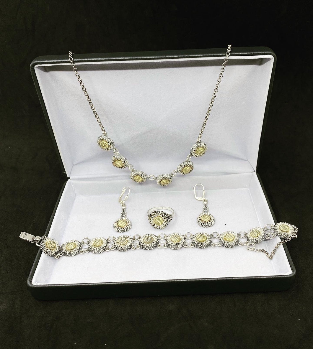 Vintage Silver 835 Necklace, Pendant, Earrings and Ring Set Germany silver antique 54 grams (SKU #415)