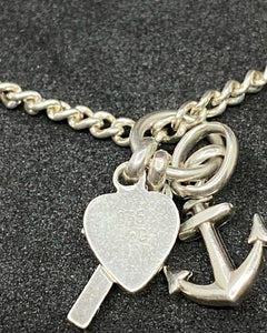Vintage Sterling Silver 835 Chain with 3 Small Silver Pendant. Germany
