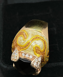 Vintage Sleek Orange Jade Germany Sterling Silver 925 Fat Ring - Size 6.5 US