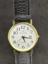 Load image into Gallery viewer, LJ CLASSIQUE GOLD CALENDAR ELEGANT PRECISE QUARTZ GENTLEMEN&#39;S WATCH + SERVICE NEW. (SKU-598)