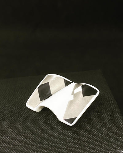 Stylish Rosenthal Porcelain Brooch - Modernist Design Johan Van Loon Sign.