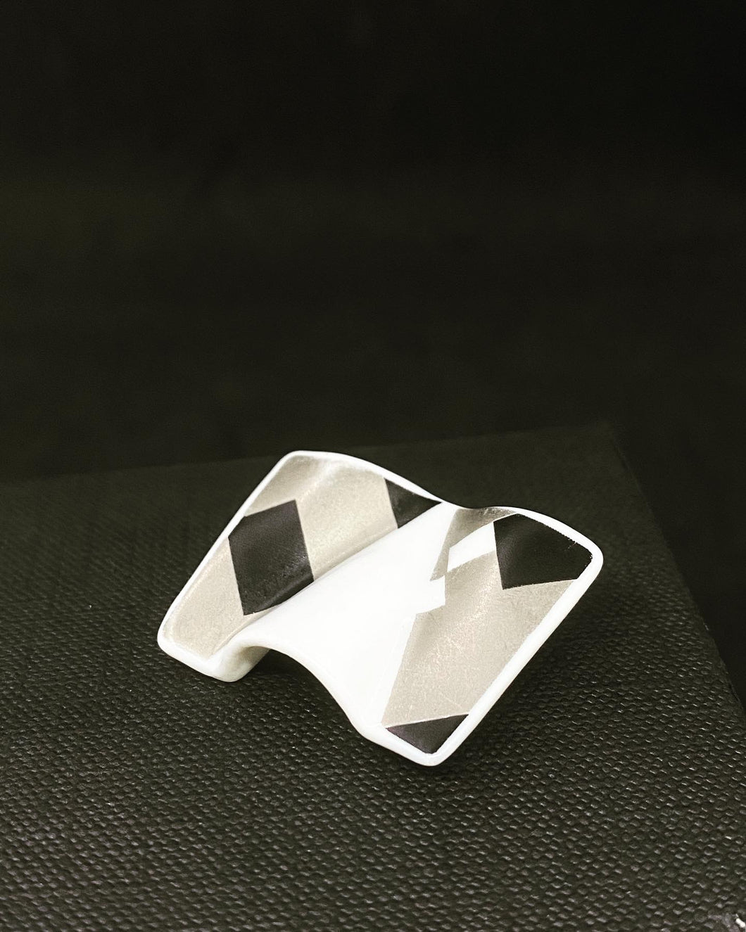 Stylish Rosenthal Porcelain Brooch - Modernist Design Johan Van Loon Sign.