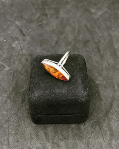Vintage Sleek Orange Jade Sterling Silver 835 Band Ring - Size 7.0