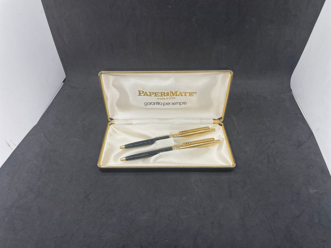 Rare Vintage 1970's Two ball pen black and blue  set Mark Paper Mate. (SKU-550)