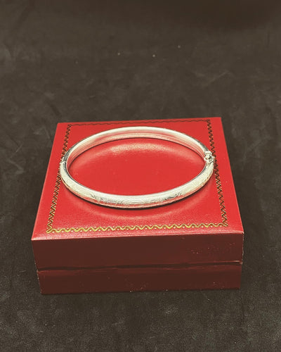 A*D Germany Mid-Century Solid Silver 835 Silver Open Close Bangle Bracelet.