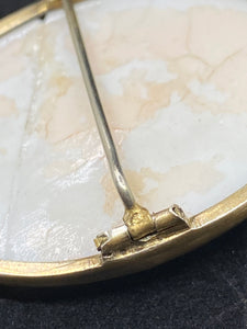 Silver Shell Cameo Woman Brooch 1950s.