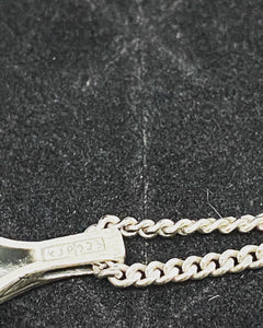 Vintage Sterling Silver 915 Chain with Small Silver Pendant With Crystal..