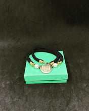 Load image into Gallery viewer, Asymmetric Gold Square Tone Pendant, Black Rope Necklac German vintage (SKU #390)