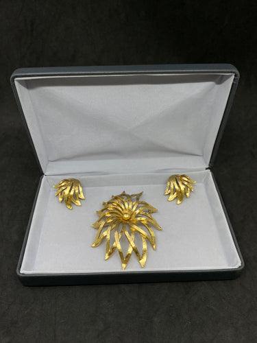 MONET Excellent New condition 18k gold plated - Set Brooch and Earrings. (SKU #418)