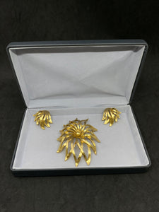 MONET Excellent New condition 18k gold plated - Set Brooch and Earrings. (SKU #418)