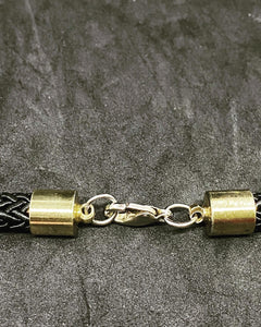 Asymmetric Gold Square Tone Pendant, Black Rope Necklac German vintage (SKU #390)