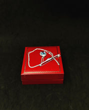 Load image into Gallery viewer, Vintage Sterling Silver 925 Chain Small Sterling Silver 835 Pendant with light blue jade with similar Brooch set