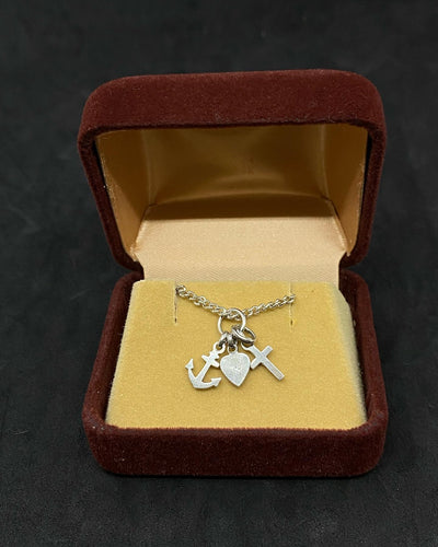 Vintage Sterling Silver 835 Chain with 3 Small Silver Pendant. Germany