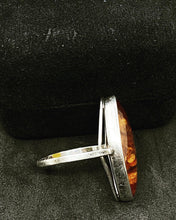 Load image into Gallery viewer, Vintage Sleek Orange Jade Sterling Silver 835 Band Ring - Size 7.0