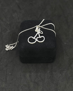 Vintage Sterling Silver 835 Chain with Small Cherry Silver Pendant. Germany Jewelry