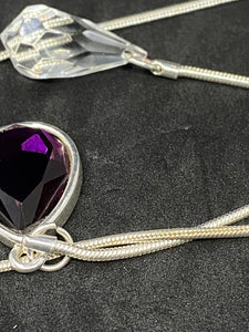 Vintage Silvertone Chain with Dual stones. Germany.
