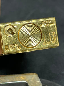 Dunhill Lighter RE24153 Patented- 1973 - Gold plated Excellent working condition.(SKU-568)