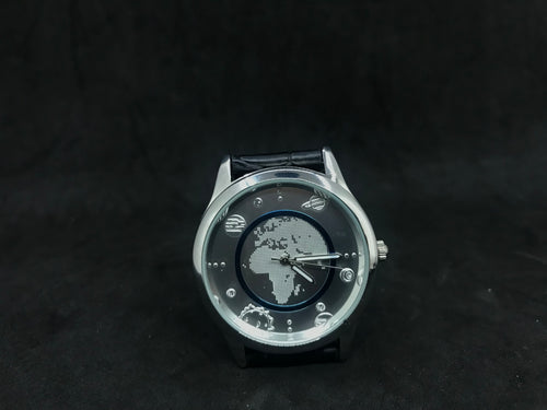 UNIVERSE MILKY WAY ASTRONAUT BLUE-RIM WORLDMAP PRECISE QUARTZ MEN'S WATCH-NEW. (SKU-600)