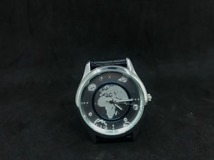 UNIVERSE MILKY WAY ASTRONAUT BLUE-RIM WORLDMAP PRECISE QUARTZ MEN'S WATCH-NEW. (SKU-600)