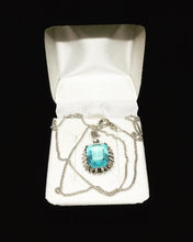Load image into Gallery viewer, Vintage Sterling Silver 925 Chain Small Sterling Silver 835 Pendant with light blue jade with similar Brooch set